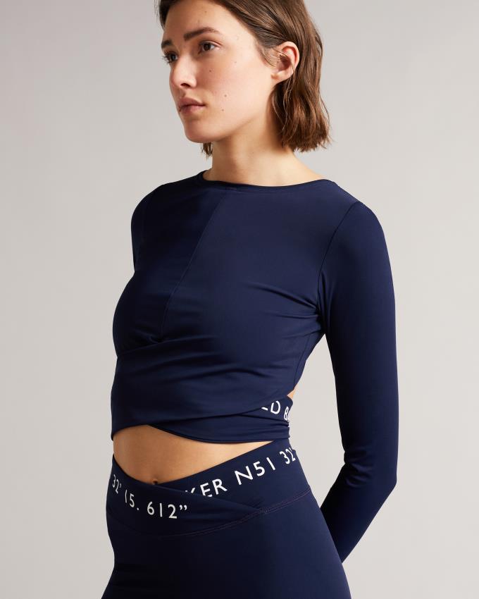 Hauts Ted Baker Activewear Long Sleeve Bleu Foncé Femme | ZLQ-19875693